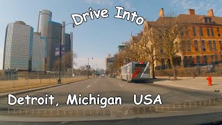 Drive into Detroit, Michigan  USA