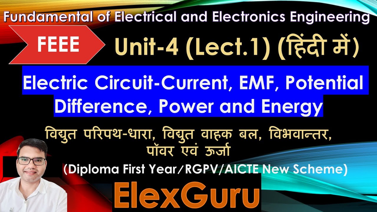 Current| EMF| Potential Difference| Power |Energy| Unit4-Lec1| FEEE|RGPV Diploma 