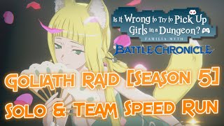 DanMachi: Battle Chronicle - Goliath Raid [Season 5]: Speed Run On Solo \& 4 Man Team (Very Hard)