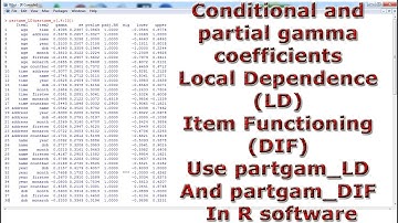 Partial gamma Local Dependence & Differential Item Functioning partgam_LD partgam_DIF In R software