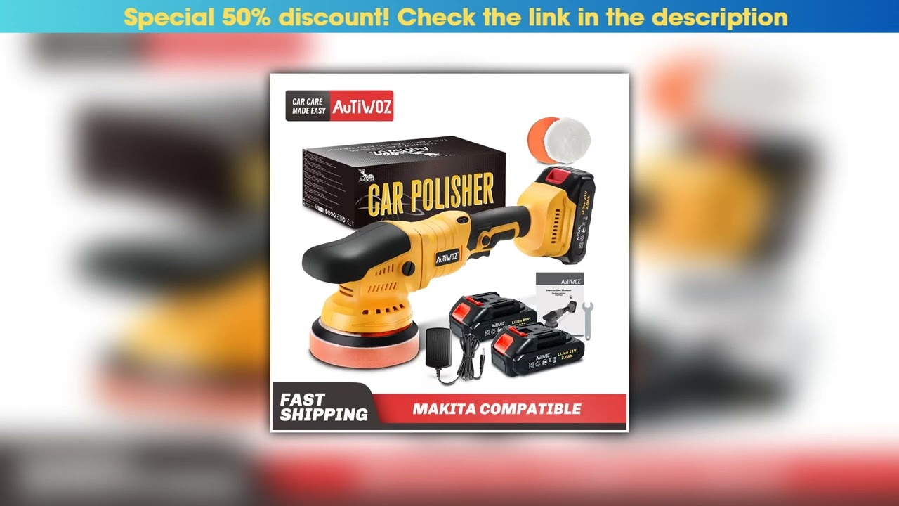 Exclusive AUTIWOZ Cordless Polisher 125mm 6-Speed Random Orbital Polisher with Self-Adhesive Pad an