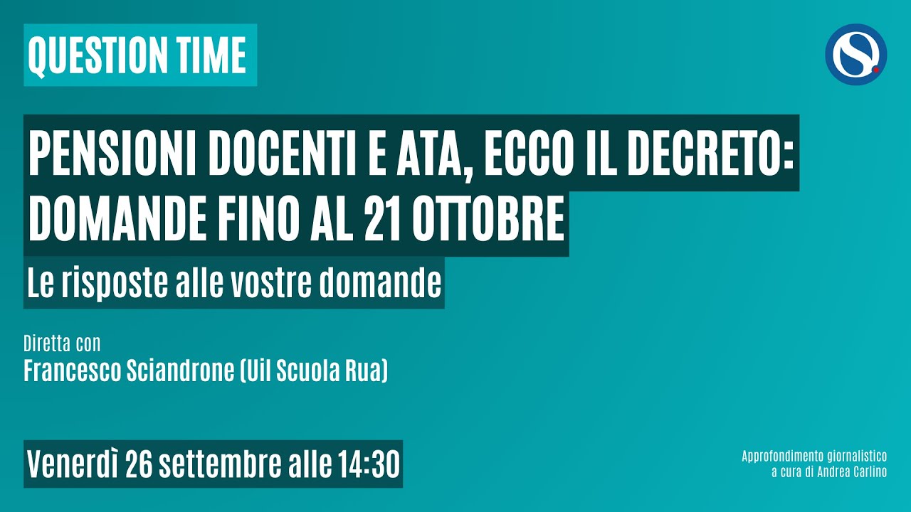 Pensioni docenti e ATA, domande fino al 21 ottobre: le risposte alle vostre domande