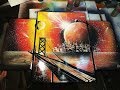 Bridge and city spray art painting by Homenko