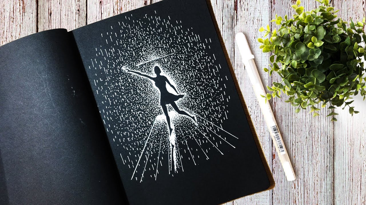 How to Draw With White pen on Black Paper step by step 