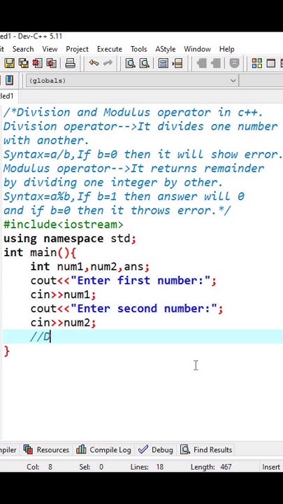 Division and Modulus operator in c++ | #c++ #shorts #codingzone - YouTube