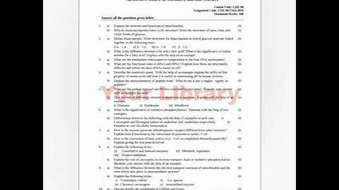 IGNOU Biochemistry Solved Assignment 2019