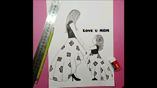 Mother's Day Drawing with Pencil sketch for beginners  Pencil sketch  Art   Step by step