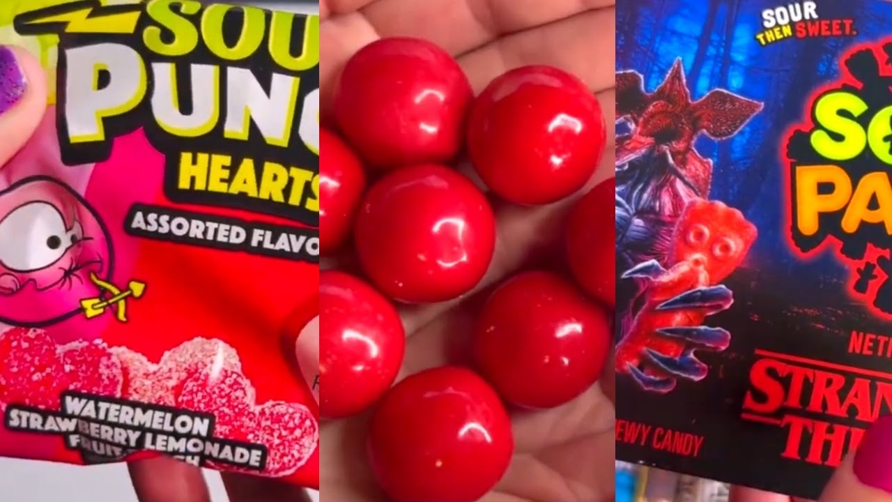 NEW RED CANDY SNACKS SOUR PUNCH HEARTS CHERRY PIE GUMBALLS GUMMY BEARS