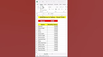 Add Bonus in Salary - Excel Salary #shorts #excel