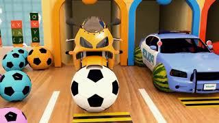 Learn Shapes with Police Car Assembly Rectangle Tyres, Magic Garage Cartoon for Toddlers