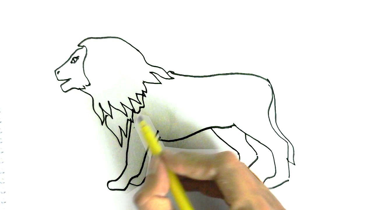 How to draw Lion 2 in easy steps for children, kids, beginners - YouTube