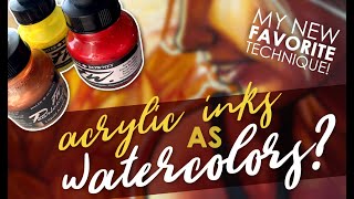 NEW FAVORITE TECHNIQUE! Using Acrylic Ink As Watercolor! | Trying Daler Rowney FW Acrylic Inks