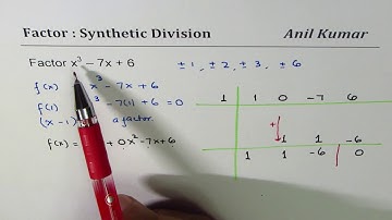 Factor x^3 - 7x + 6 using Synthetic Division and Factor Theorem