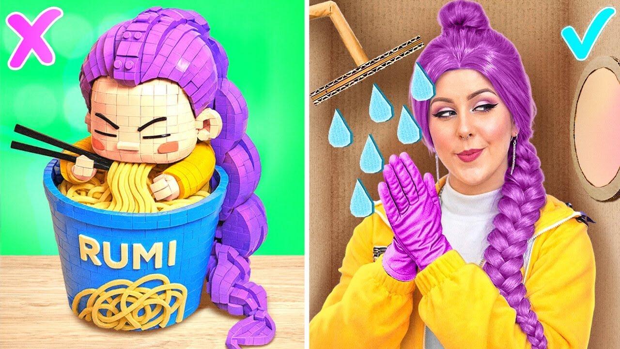 LEGO Rumi VS Cardboard House for KPOP Demon Hunters! Fun DIYs & Cool Gadgets