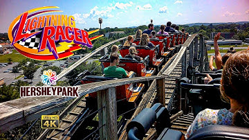 2023 Lightning Racer Roller Coaster Thunder Side On Ride Back Seat 4K POV Hersheypark