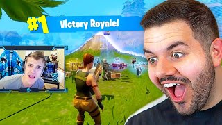 Reacting to Ninja's FIRST EVER Fortnite Game!