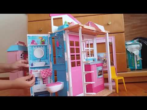 barbie portatif evi havuzlu 2 katli ve 3 bolmeli en guzel barbie evi youtube