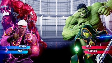 Venom & Ryu vs Hulk & Gamora (Very Hard) - Marvel vs Capcom | 4K UHD Gameplay