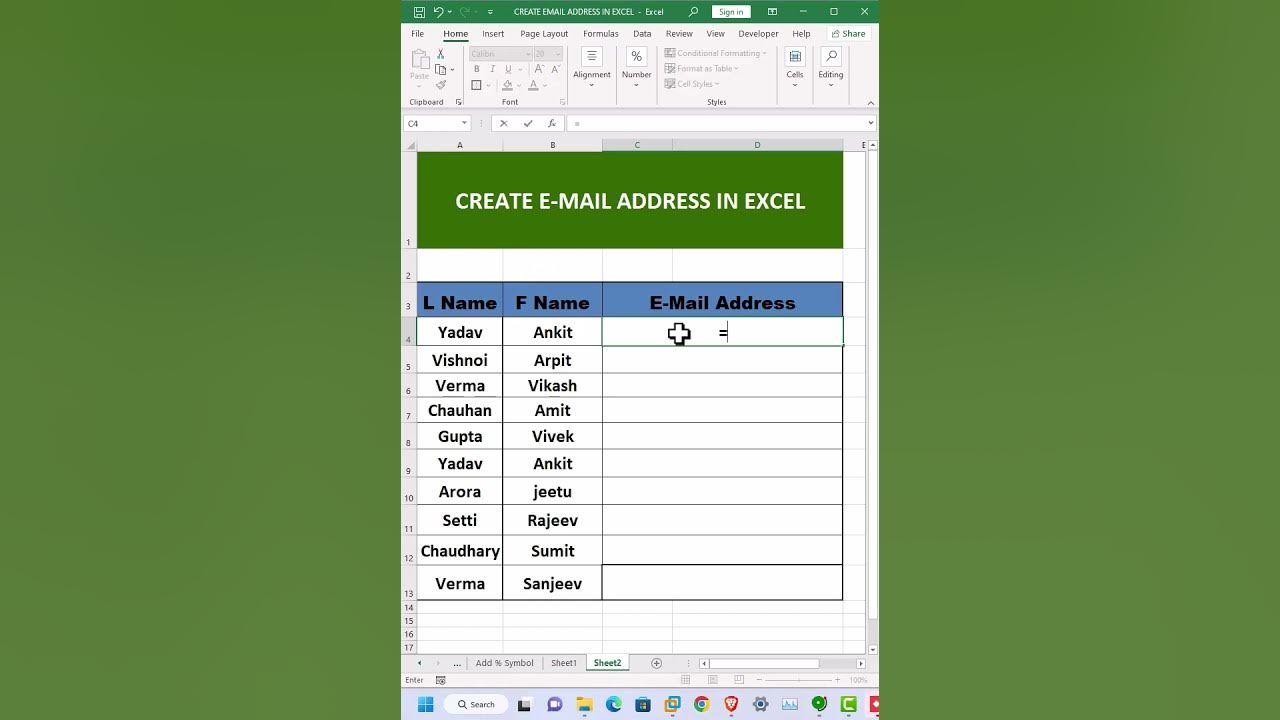 How to create email address in excel youtube