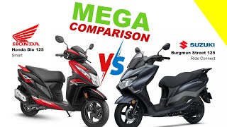 Honda Dio 125 vs Suzuki Burgman Street 125 | MEGA COMPARISON | Bike Info