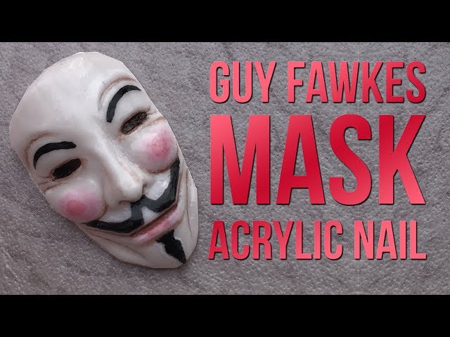 Guy Fawkes Acrylic Nail - Tiny Mask Design - Gun Powder Plot - V for Vendetta - Anonymous Mask