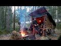 Camping in a Bushcraft Log Shelter With a Subscriber - Building a Latrine, Campfire Cooking