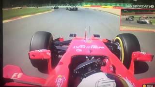 Camera car della spettacolare partenza di sebastian vettel alla guida
sua ferrari nel circuito spa-francorchamps. sorpasso anche mercedes
segu...
