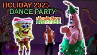SpongeBob and Patrick dancing LIVE in Holiday Dance Party - Nickelodeon Universe at American Dream