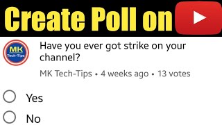 How to Create Poll on YouTube || Create Poll on Community Tab || Make Poll on YouTube Channel How to Create Poll on YouTube || Create Poll on Community Tab || Make Poll on YouTube Channel