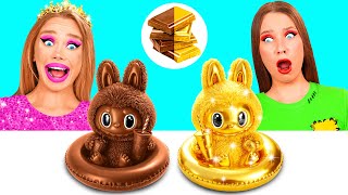 Real Food Vs Chocolate Food Challenge  Funny Kitchen War
