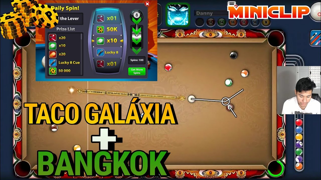 RELEMBRANDO Ã‰POCA DE OURO DO 8 BALL POOL: JOGANDO EM BANGKOK 10 MILHÃ•ES COM  TACO GALÃXIA - 