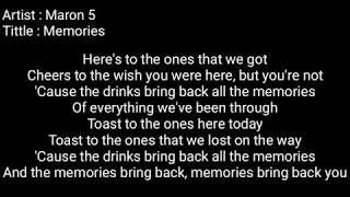 Memories - Maron 5 Lirik