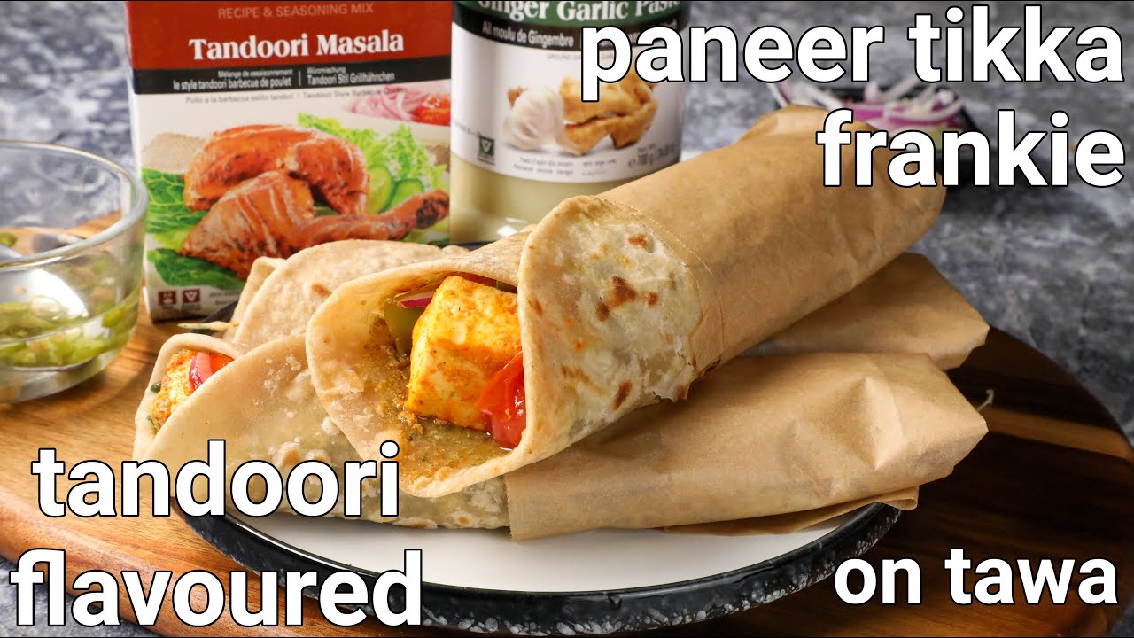 tandoori paneer tikka frankie roll recipe - street style | paneer tikka kathi roll recipe - hebbars | Hebbar | Hebbars Kitchen