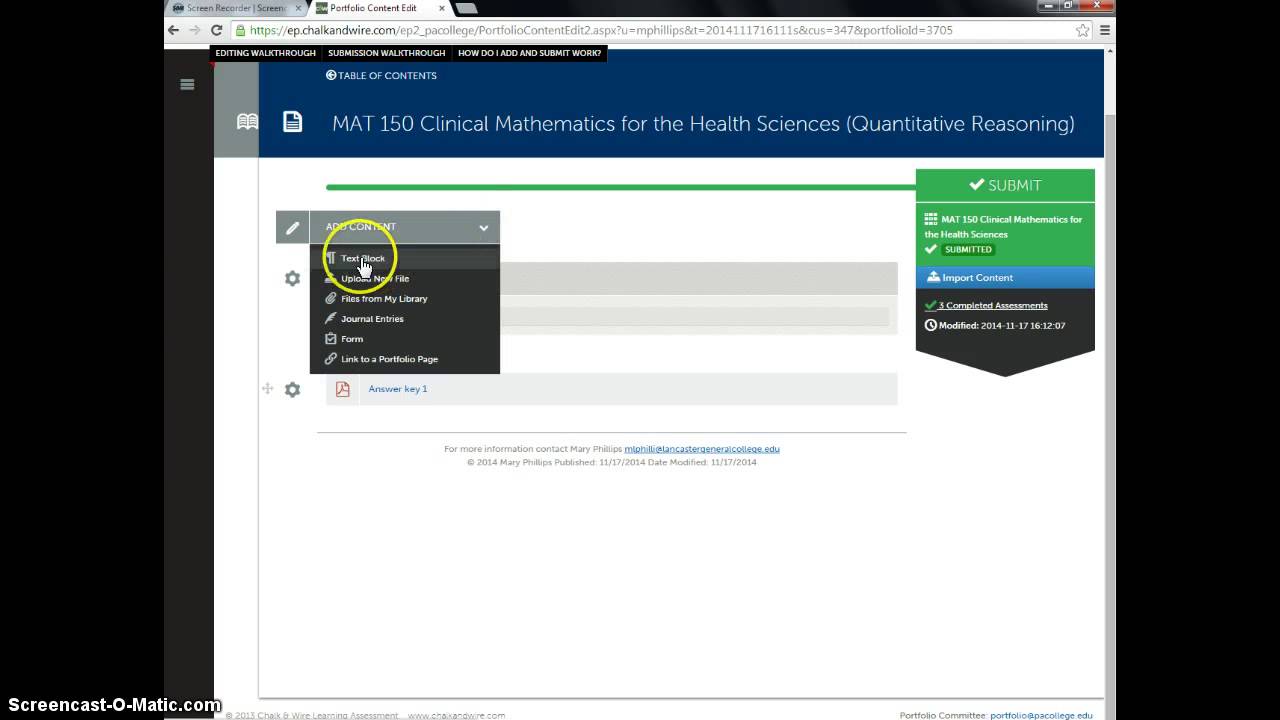 How to submit your math item in Chalk and Wire YouTube