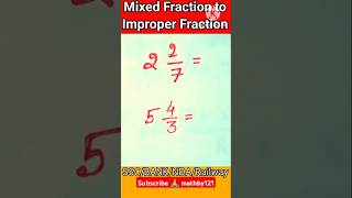 mixed fraction to improper fraction 💥#ssc #maths #mathstricks #shorts