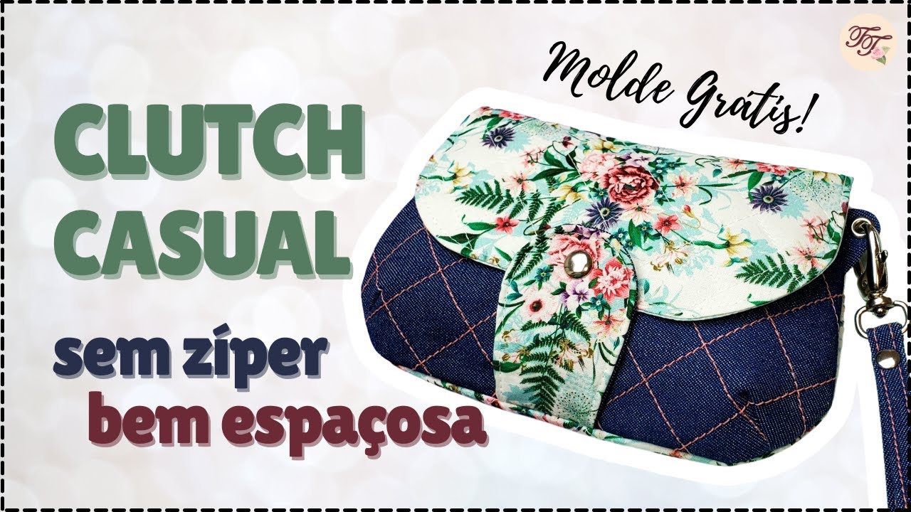Bolsinha Clutch Casual sem zíper e Molde Grátis | Tutorial de Costura passo a passo