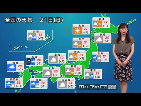 2019.07.21 お天気キャスター解説 7月21日(土)の天気
