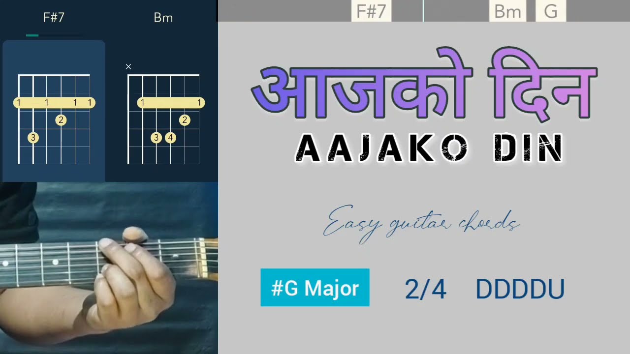 Ajako din Easy Guitar Chords 24 strumming pattern  Nepali Chorus Geet