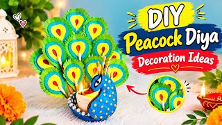 DIY Peacock Diya Decoration Idea 2026| Diya Decoration | Diya stand making l Easy Peacock Diya Stand