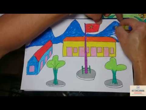 Hi Children Channel || Bé Học Vẽ Ngôi Trường.