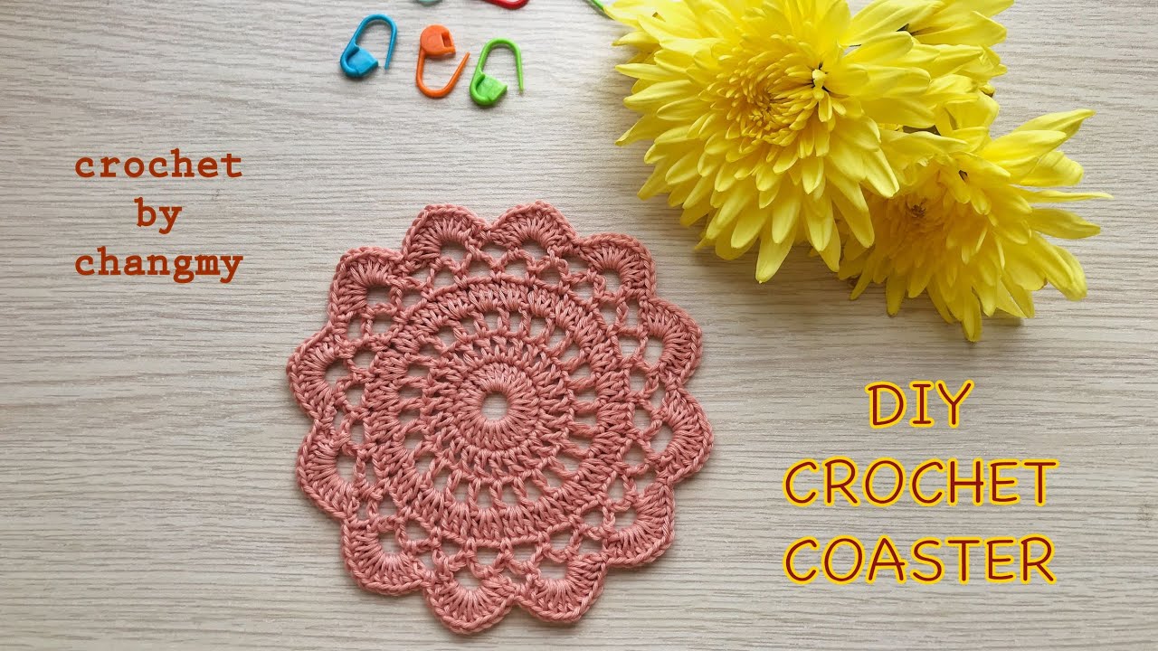 105. DIY crochet coaster | Hướng dẫn móc lót ly bông hoa xinh xắn, nhẹ nhàng | by changmy