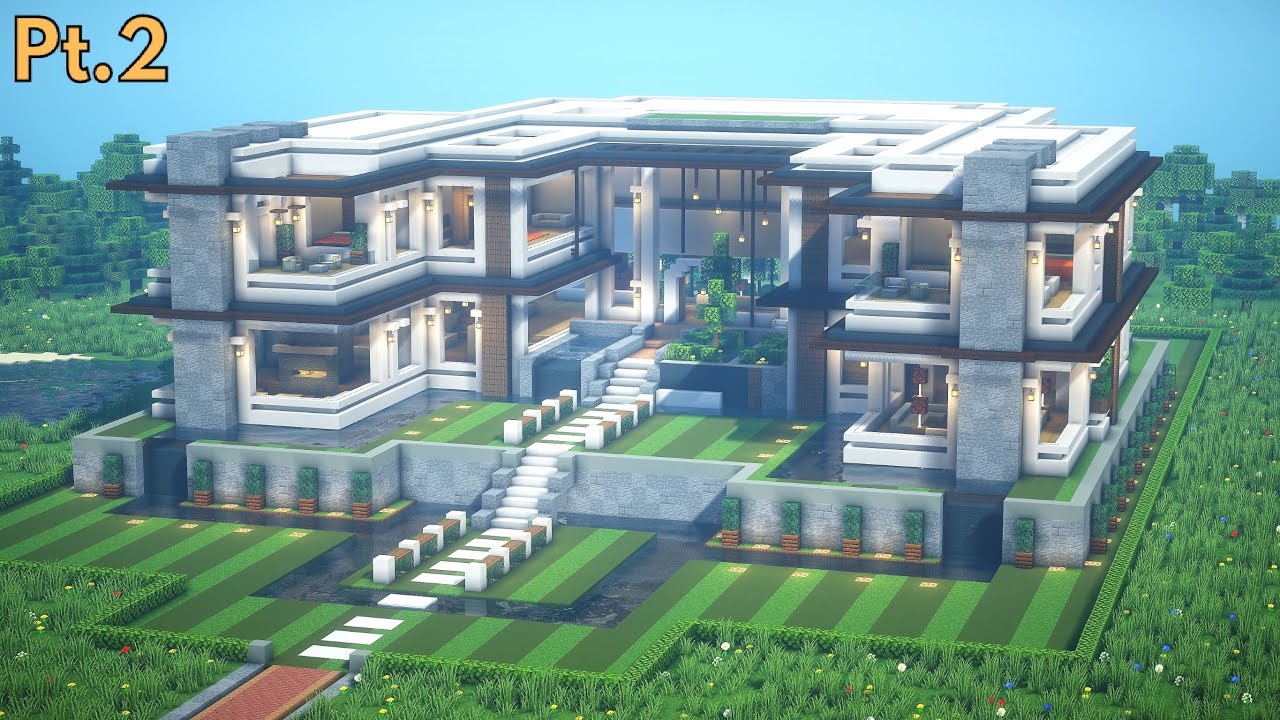 Minecraft Modern Mansion Tutorial Interior Part 2 Architecture 
