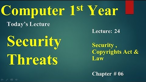 computer 1st year chapter no 06 lecture no 24 security threats