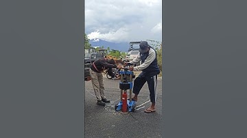 core drill AC-WC Asbuton #coring #engineering #asphalt #agregat