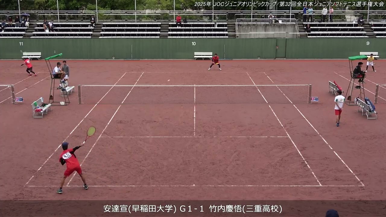 2025年 全日本ジュニアソフトテニス選手権大会 男子U-20 シングルス 決勝T 1回戦 安達宣(早稲田大学) 対 竹内慶悟(三重高校)
