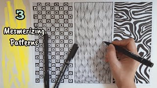 So Satisfying! 3 Easy Zentangle Patterns | Relaxing Doodle Art ✨🌀