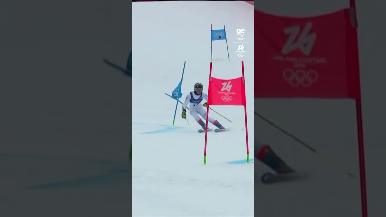 GIOVANNI ONGARO NA PRIMEIRA DESCIDA DO SLALOM GIGANTE | Jogos de Inverno | #shorts | ge tv