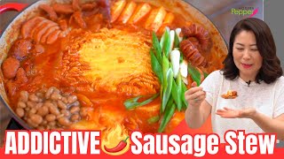 THE BEST🌶ADDICTIVE Korean Sausage Spam Stew Recipe [Army Base Stew] Budae Jjigae 🇰🇷부대찌개