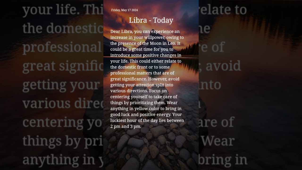 Libra May 17 2024, Todays's English Horoscope