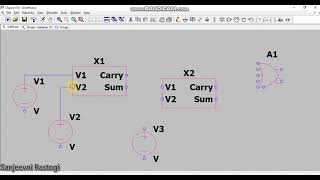 Simulation of Full Adder using user-defined symbol of half adder in LTspice